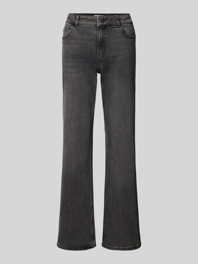 Produktfoto, dunkelgraue Bootcut Fit Jeans aus elastischem Baumwoll-Mix von Christian Berg Woman, 5-Pocket-Design, klare Textur