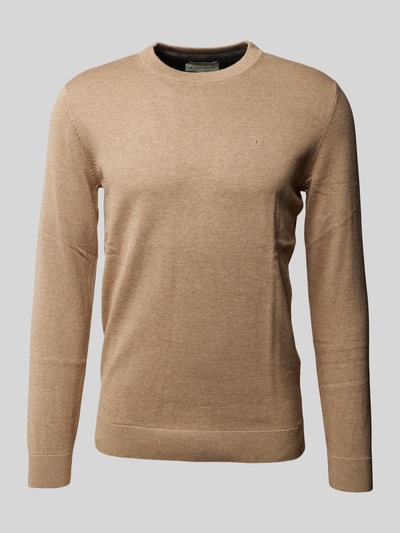 Tom Tailor Regular Fit Strickpullover aus reiner Baumwolle mit Rundhalsausschnitt Beige 1