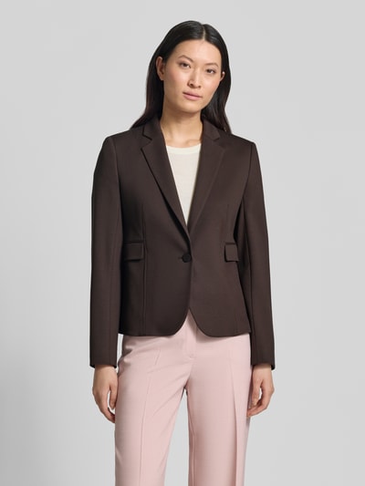BOSS Krój regular fit krótki żakiet z mieszanka wiskozy model 'JIA14' Ciemnobrązowy 4