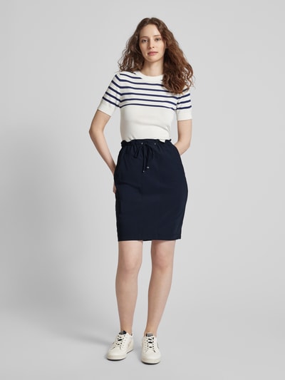 Raffaello Rossi Knielange rok met tunnelkoord, model 'WARIS' Marineblauw - 1