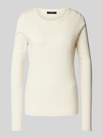 Vero Moda  Strickpullover aus reiner Baumwolle mit Rundhalsausschnitt Modell 'CARE' Offwhite 2