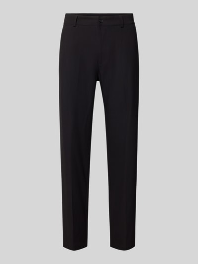 Produktfoto, zwarte pantalon met persplooien, regular fit, materiaalmix met wol, Model 'Ole' van CG – CLUB of GENTS, heren, Bandwijdte maat 50: 44 cm, Binnenbeenlengte maat 50: 79 cm