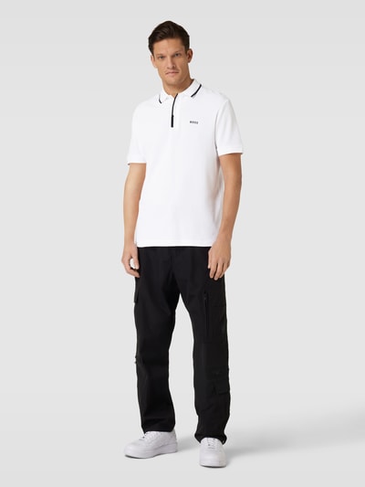 BOSS Green Regular Fit Poloshirt mit Label-Print Weiss 1