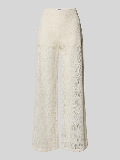 Jake*s Casual Broek met wijde pijpen en kant Offwhite - 2