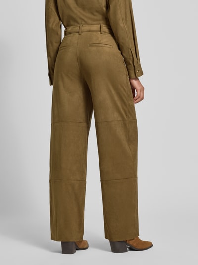 Jake*s Collection Broek in leerlook met deelnaden Donkerbruin - 5