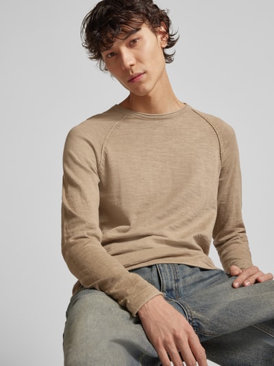 Jack & Jones Longsleeve mit geripptem Rundhalsausschnitt Modell 'BREEZE' Beige 3