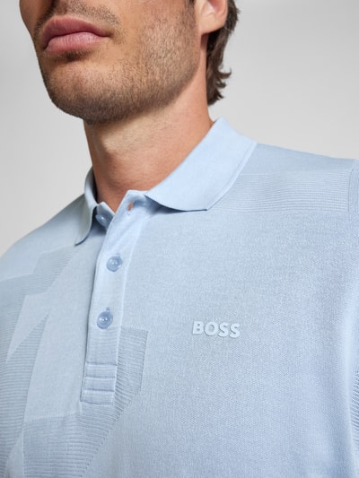 BOSS Green Poloshirt mit Label-Print Hellblau 3