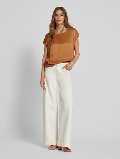 More & More T-shirt van een mix van viscose en elastaan met ronde hals Cognac - 1