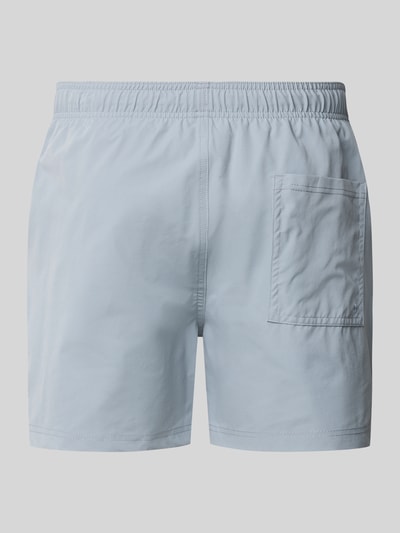 Produktfoto, hellblaue Badehose mit Label-Stitching Modell 'MAUI' von Jack & Jones, Regular Fit, elastischer Bund, Tunnelzug, Rückansicht