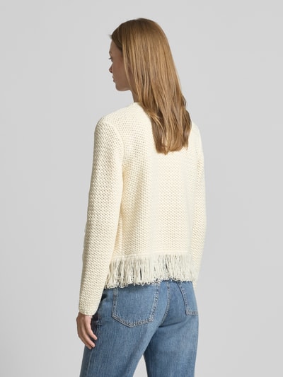Zero Cardigan met franjes en open voorkant Ecru - 5