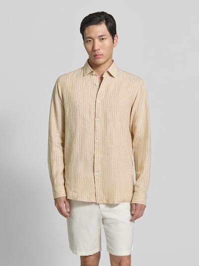 HUGO Modern Fit Freizeithemd aus reinem Leinen Modell 'VALERIO' Sand 4