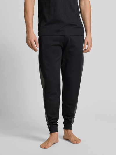 BOSS Relaxed fit sweatpants met labelprint Zwart - 4