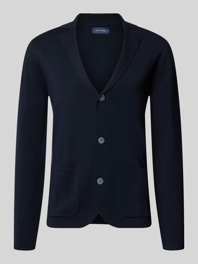 Christian Berg Men Regular Fit Strickjacke aus Woll-Mix mit Reverskragen Marine 1
