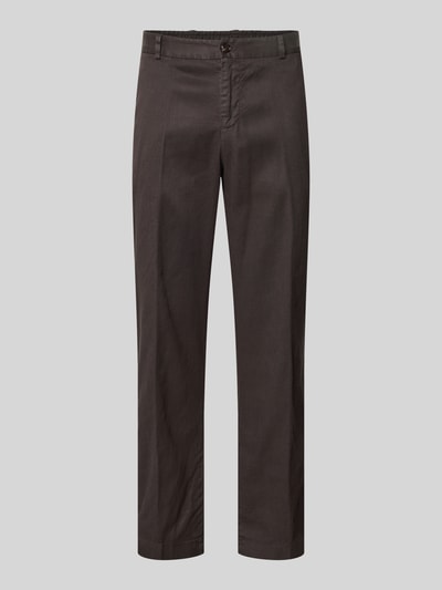 Produktfoto, Leinenhose mit französischen Eingrifftaschen Modell 'River' von JOOP! Collection, dunkler Leinen-Baumwoll-Mix, Straight-Fit, Knopf-Reißverschluss, flache Textur, moderne Stoffhose für Herren