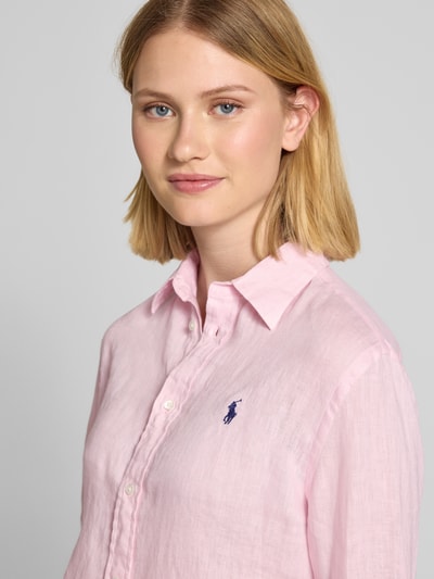 Polo Ralph Lauren Linnen blouse met labelstitching Felroze - 3