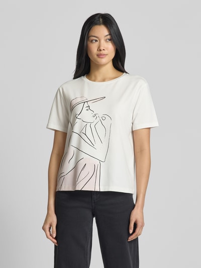 comma T-Shirt mit Motiv-Print Weiss 4