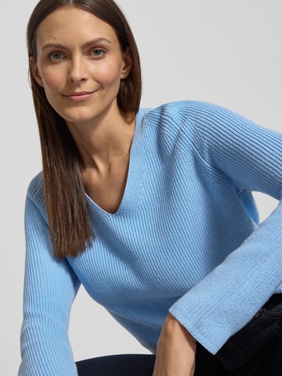 Tom Tailor Sweter z dzianiny o kroju regular fit z czystej bawełny Jasnoniebieski 3