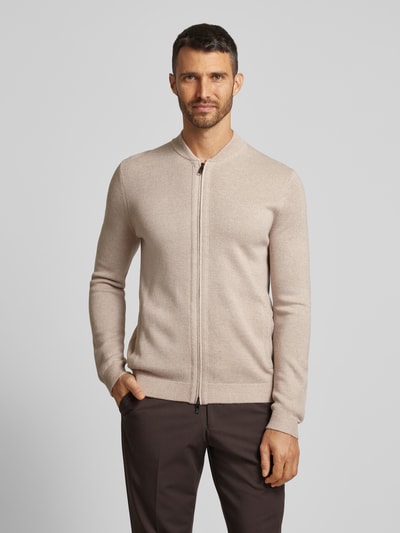 Christian Berg Men Strickjacke mit Zweiwege-Reißverschluss Sand Melange 4