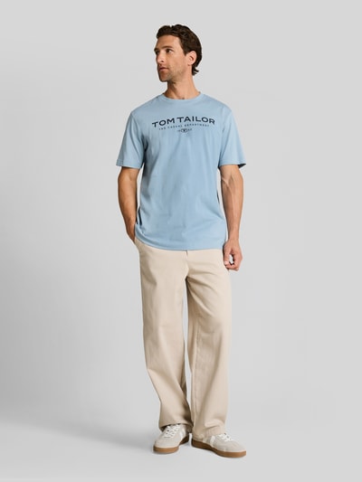 Tom Tailor Regular Fit T-Shirt mit Label-Schriftzug Rauchblau 1