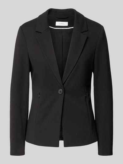 Produktfoto, Blazer mit Reverskragen von Comma, schwarzer Viskose-Mix mit Stretch-Anteil im Slim-Fit, Knopfverschluss, Nahtreißverschlusstaschen
