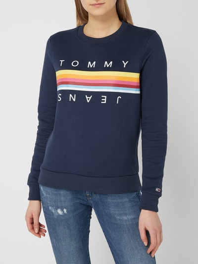 Tommy Jeans Sweatshirt mit gummiertem Kontraststreifen dunkelblau online kaufen