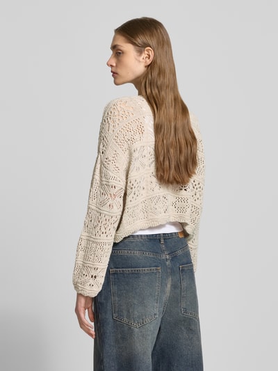 Only Cropped Strickjacke mit Lochstrickmuster Modell 'BEACH LIFE' Ecru 5