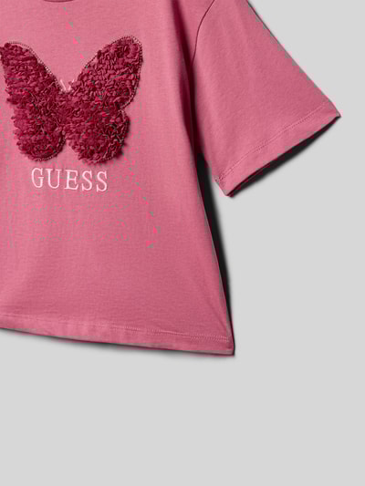 Guess T-shirt met labelopschrift Fuchsia - 2