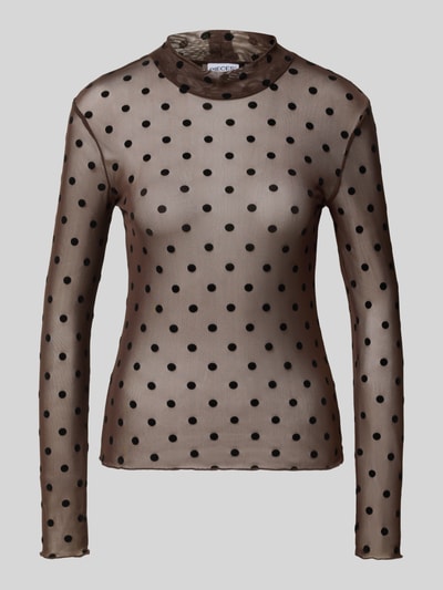 Produktfoto, transparant slim fit shirt met lange mouwen model 'JESHI' van PIECES met zwart all-over motief, Dames