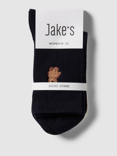 Jake*s Casual Socken mit Stitching-Details im 2er-Pack Weiss 3