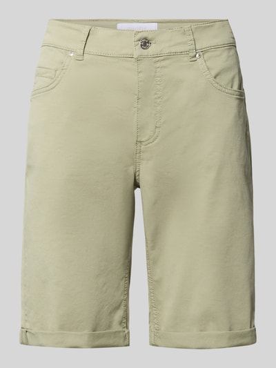 Produktfoto, Bermudas mit Umschlag und Eingrifftaschen von Angels, sandfarben, Baumwollstruktur, Regular Fit, Vorderansicht.