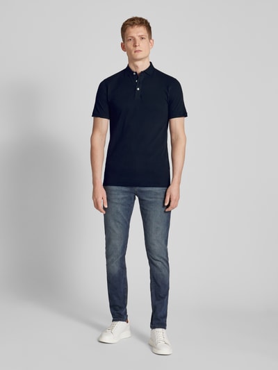 Bruun & Stengade Poloshirt mit kurzer Knopfleiste Modell 'MONIR' Dunkelblau 1