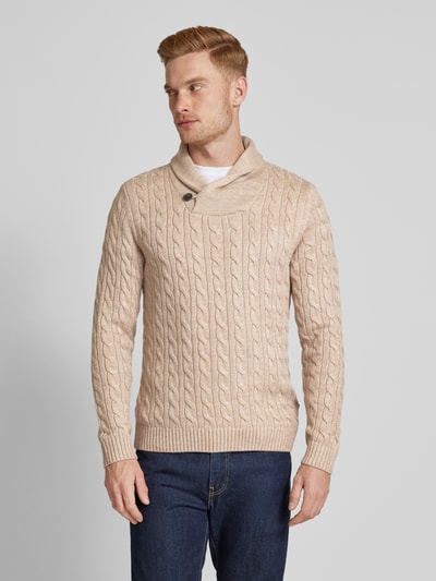 Jack & Jones Premium Sweter z dzianiny ze stójką model ‘CRASH’ Złamany biały 4