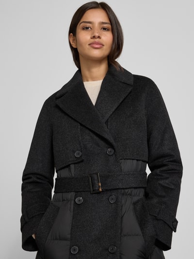 Windsor Płaszcz z kołnierzem z połami i paskiem Ciemnoszary melanż 3