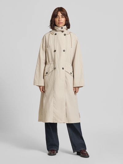 Marc O'Polo relaxed fit trenchcoat in crinklelook Zand - 4