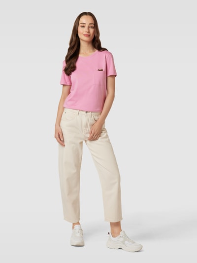 Jake*s Casual T-Shirt aus Baumwolle mit Motiv-Stitching Rosa 1