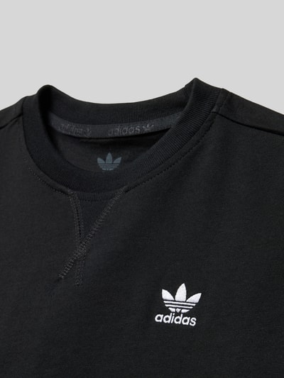 Productfoto, T-shirt uit puur katoen van adidas Originals voor kinderen in zwart met recht pasvorm, ronde hals en labeldetail, ruglengte bij maat 140: 56 cm