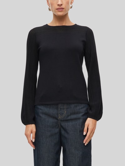 s.Oliver BLACK LABEL Regular Fit Strickpullover aus Viskose-Mix mit plissierten Ballonärmeln Black 3