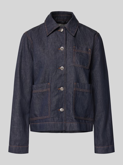 Marc O'Polo Regular Fit Jeansjacke aus Baumwoll-Leinen-Mix Jeansblau 2
