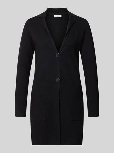 Produktfoto, Slim Fit Cardigan aus Viskose-Mix in Strick-Optik von Christian Berg Woman, schwarz, langärmelig, V-Ausschnitt, 2-Knopfleiste, dezente Struktur