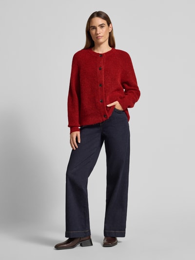 Selected Femme Regular fit gebreid jack van wolmix met alpaca, model 'LULU' Rood - 1