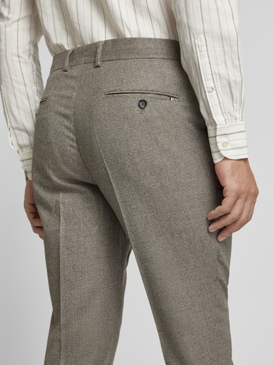 BOSS Straight leg pantalon met persplooien, model 'Genius' Middenbruin - 3