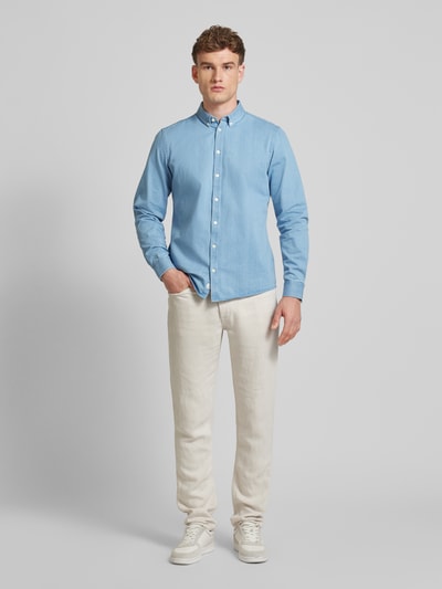 Casual Friday Freizeithemd Modell 'Anton' Hellblau Melange 1