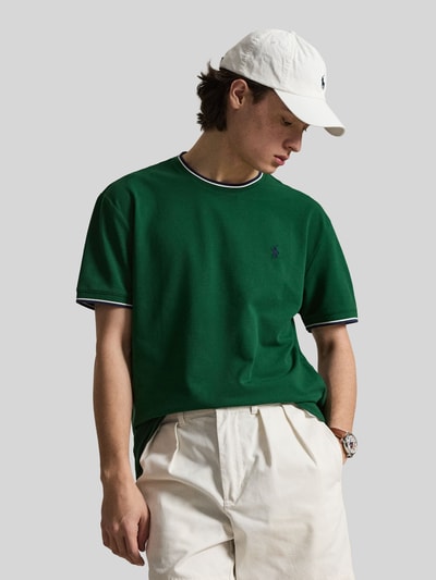 Polo Ralph Lauren Koszulka T-shirt z mieszanki bawełny w kroju regular fit z kontrastowymi paskami Zielony 4