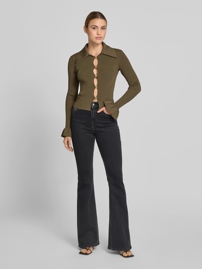 Self-Portrait Slim Fit Bluse aus Viskose-Mix Gruen 1