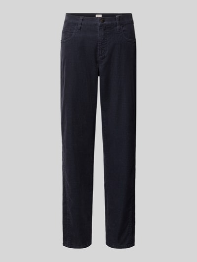 Produktfoto, spodnie sztruksowe z mieszanki bawełny Tapered Fit Cordhose aus Baumwoll-Mix Modell 'MILEY' od Brax, kolor ciemnogranatowy, damskie, damskie spodnie sztruksowe od Brax