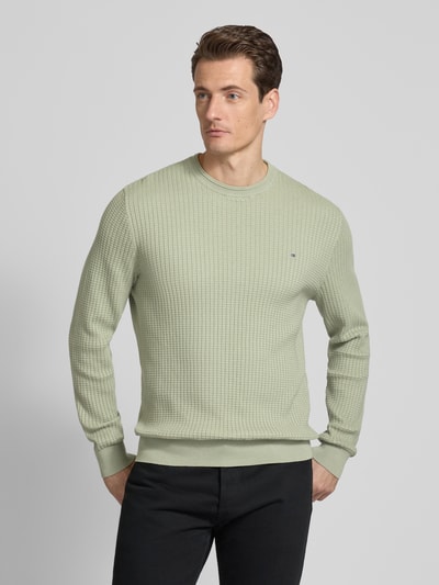 Christian Berg Men Strickpullover mit Logo-Stitching Oliv 4