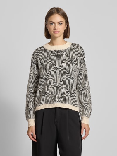 Pieces Comfort fit gebreide pullover met wol, model 'JENNA' Lichtgrijs - 4