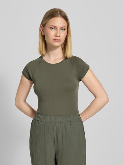 JAKE*S STUDIO WOMAN T-Shirt mit geripptem Rundhalsausschnitt Khaki 4