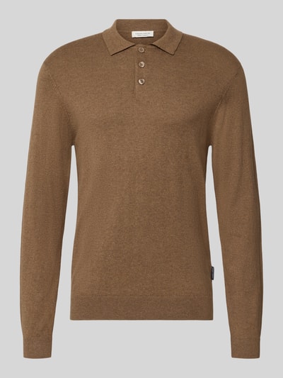 Produktfoto, Regular Fit Strickpullover aus Baumwoll-Mix mit Kaschmir-Anteil von Casual Friday, kolor brązowy, kołnierzyk polo, elastyczne wykończenia, mieszanka bawełny i kaszmiru, krój regular fit, długość tyłu w rozmiarze M: 65 cm, długość rękawa w rozmiarze M: 69 cm