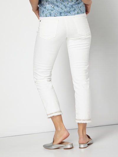 Cambio Cropped Slim Fit Jeans mit Zierketten Weiss 5